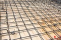 Wire mesh steel on floor at construction site Royalty Free Stock Photo