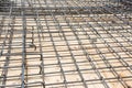 Wire mesh steel on floor at construction site Royalty Free Stock Photo