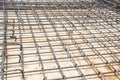 Wire mesh steel on floor at construction site Royalty Free Stock Photo