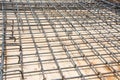 Wire mesh steel on floor at construction site Royalty Free Stock Photo