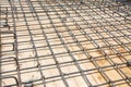 Wire mesh steel on floor at construction site Royalty Free Stock Photo