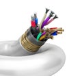 Wire multicore cable 3d render on white o shadow Royalty Free Stock Photo