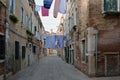 At the wire near Venice, Italy, between old-fashioned boudinkas to hang on hanks is pure viprana whiteness