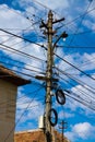 Wire Pole & blue sky Royalty Free Stock Photo