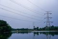 wire poles that pass through the lake