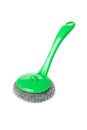 Wire scourer with green plastic handle