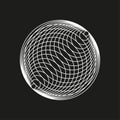 Wire sphere form. Circular net structure. Black vector object. Optical illusion grid. Royalty Free Stock Photo
