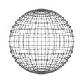 Wire structure of sphere. Architecture facade design and network connection lines on sphere or ball isolated on white background.