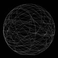 Wire structure of sphere. Digital computer data and network connection lines and spheres in futuristic technology concept on black