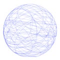 Wire structure of sphere. Digital computer data and network connection lines and spheres in futuristic technology concept on white