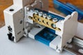 Wire terminal block and circuit breaker on the DIN rail