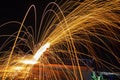 Wire wool. Steel wool Firework. Funny fire and burning steel. Royalty Free Stock Photo