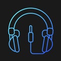 Wired circumaural headset gradient vector icon for dark theme Royalty Free Stock Photo