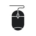 Wired Computer Mouse Black Silhouette Icon for Digital Technology and Web Design Royalty Free Stock Photo