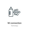 Wired connection outline vector icon. Thin line black wired connection icon, flat vector simple element illustration from editable Royalty Free Stock Photo