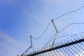 Wired fence with barbed wires Royalty Free Stock Photo