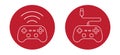 Wired gamepad and wireless gamepad icons set in flat style Royalty Free Stock Photo