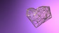 Wired golden modern Heart over violet background with copyspace for your text. Happy Valentine`s day, February 14, love