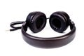 Wired headphones, black, with soft inserts, great sound, shot on a white background