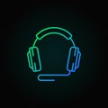 Wired headphones outline colored vector concept icon
