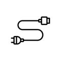 Black line icon for Wired, cable and electricity