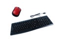 Wired keyboard and wireless mouse isolated on white, Computer accessories Royalty Free Stock Photo