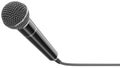Wired microphone as a concept for karaoke, radio broadcasting and sound recording. 3D rendering illustration of a black