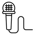 Wired microphone icon, outline style