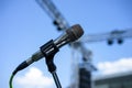 Wired microphone stand on the venue Royalty Free Stock Photo