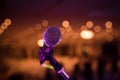 Wired microphone stand on venue Royalty Free Stock Photo