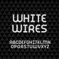 Wired wavy cable, white contour alphabet