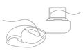 Wired or wireless mouse continuous line drawing isolated gadget element Royalty Free Stock Photo