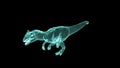 wireframe of Allosaurus Walking On black Screen Background. World of Dinosaurs