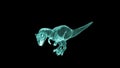 wireframe of Allosaurus Walking On black Screen Background. World of Dinosaurs