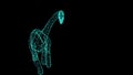 Wireframe, Brachiosaurus Walking On black Background.Jurassic World Dinosaurs