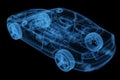 Wireframe of a car 3d model Royalty Free Stock Photo