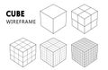 Wireframe cube in differenr resolution. Connection Structure. Futuristic digital technology. Vector Illustration. Royalty Free Stock Photo