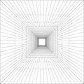 Wireframe 3d frame room. Abstract perspective grid in vintage style Royalty Free Stock Photo