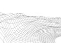 Wireframe 3D landscape mountains. Futuristic 3D cartography. Wireframe landscape wire. Cyberspace grid