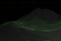 Wireframe digital green landscape on black. 3d illustration Royalty Free Stock Photo