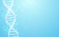 Wireframe DNA molecules structure mesh on soft blue background. Science and Technology concept.