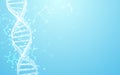 Wireframe DNA molecules structure mesh on soft blue background. Science and Technology concept. Royalty Free Stock Photo