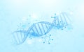 Wireframe DNA molecules structure mesh on soft blue background. Science and Technology concept Royalty Free Stock Photo