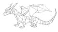 Low Poly Dragon Outline, Geometric Fantasy Creature Royalty Free Stock Photo