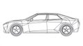 Wireframe Sedan Car Outline, Geometric Design, Automotive Blueprint Style Royalty Free Stock Photo