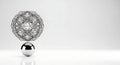 Wireframe geometry balances on a chrome sphere Royalty Free Stock Photo