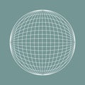 Wireframe globe isolated solid color