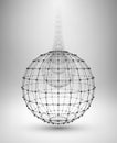 Wireframe Globe. Sphere with connected lines and