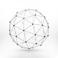 Wireframe globe sphere, connectivity, network tech connection vector concept Royalty Free Stock Photo