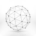 Wireframe globe sphere, connectivity, network tech connection vector concept